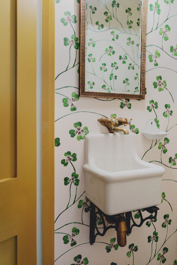 Bold powder room brushed bronze taps 