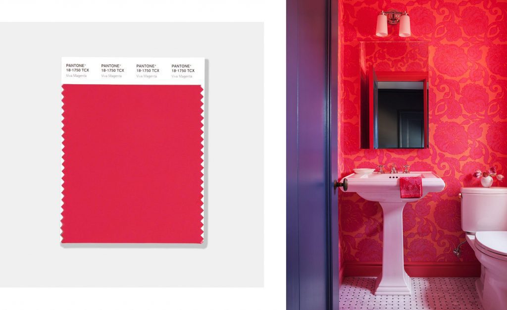 viva magenta colour of the year 2023 bold powder room