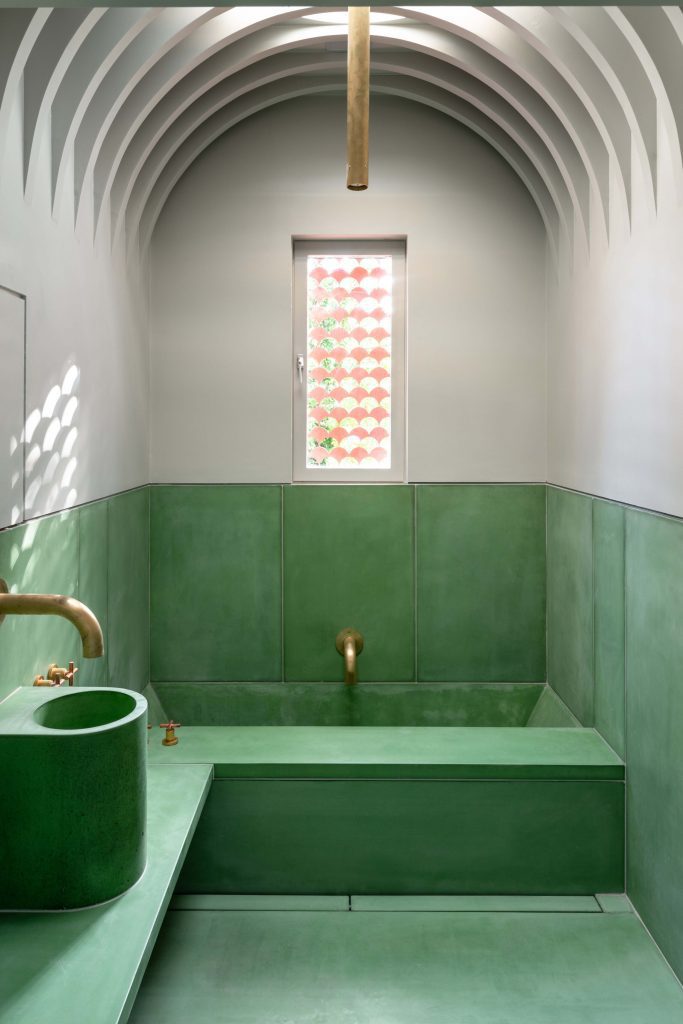 Green bathroom home spa home sauna studio ben allen